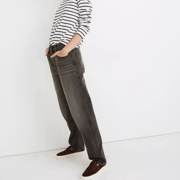 Madewell The Dadjean Lockside Wash Black Denim Jeans Grey - Picture 2 of 9